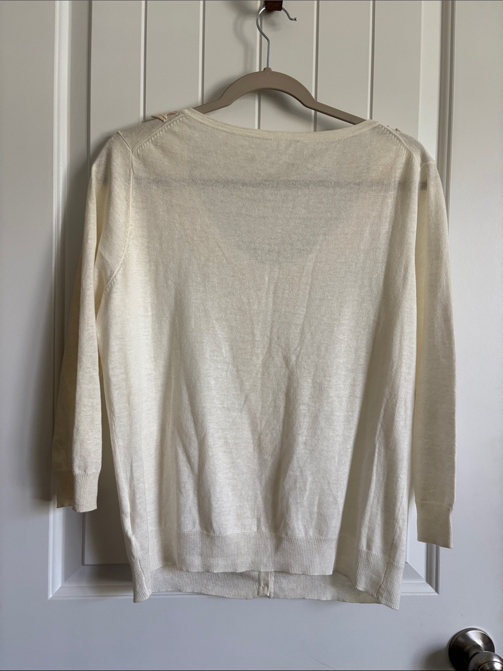Ivory Ruffle Trim Button Cardigan - Picture 5 of 6